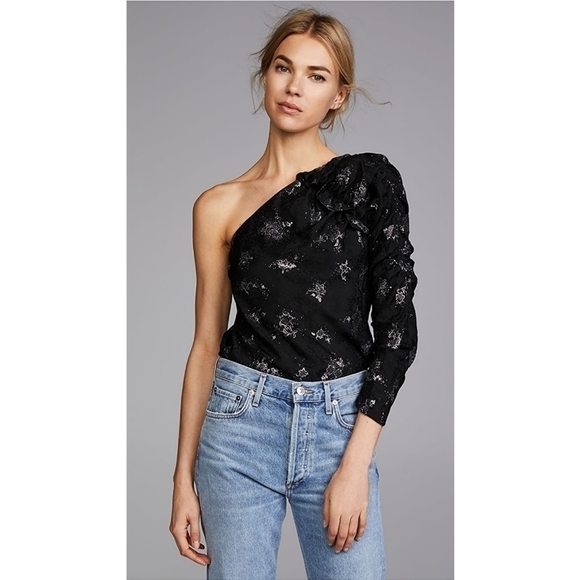 Rebecca Taylor One Shoulder Glitter Top size 6 - Picture 1 of 8